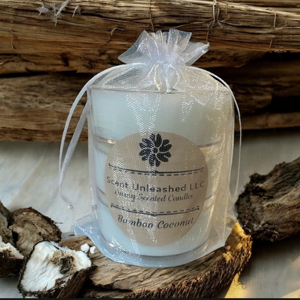 BAMBOO COCONUT SET, SCENT UNLEASHED LLC LUXURY HAND POURED SCENTED CANDLE. - Picture 2 of 3